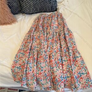 Hello Molly Floral Maxi Skirt in Red and Blue